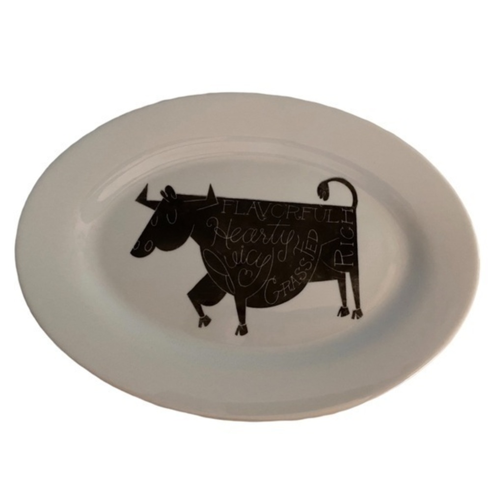 CRATE & BARREL FARMHOUSE PLATTER COW FROMAGE CHEESE PLATE